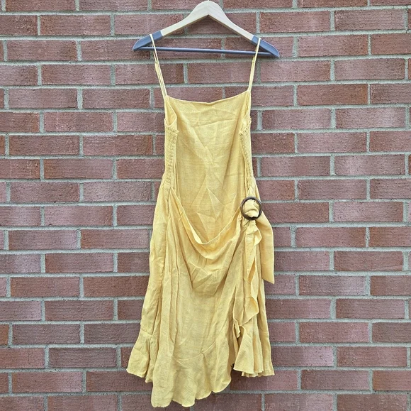American Eagle faux wrap dress Pale Yellow Size XL - Picture 4 of 9